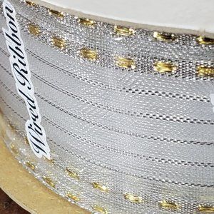 Vintage Wired Ribbon - 23 yrds x 1.5" wide - Silver & Gold Metalic - Sheer